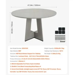 Rund Spisebord - DUOKU - 120 cm - Træ - 4 Pladser - Rustikt Cirkulært Møbel