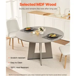 Rund Spisebord - DUOKU - 120 cm - Træ - 4 Pladser - Rustikt Cirkulært Møbel