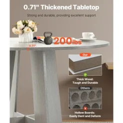 Rund Spisebord - DUOKU - 120 cm - Træ - 4 Pladser - Rustikt Cirkulært Møbel