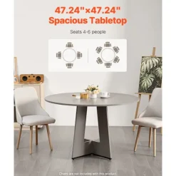 Rund Spisebord - DUOKU - 120 cm - Træ - 4 Pladser - Rustikt Cirkulært Møbel