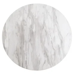 Rund spisebord 70x75 cm i hvid marmor-look og messing - DERVAL Vit