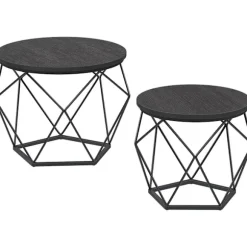 Runde sofaborde i metal - Sort industrielt design