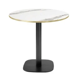Rundt bord Ø 70 cm - model Round hvid marmor med messingkanter Vit
