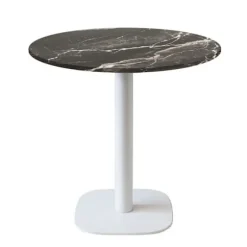 Rundt bord Ø 70 cm - model Round hvid marmor royal Svart
