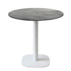 Rundt bord Ø 70 cm - model Round hvid fod blålune Grå