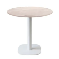 Rundt bord Ø 70 cm - model Round hvidt fod egetræ bosco beige