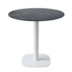 Rundt bord Ø 70 cm - model Rund hvid metalisk skiferfødder Svart
