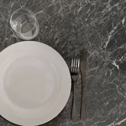 Rundt bord Ø 70 cm Rom bistro sort marmor glans Svart