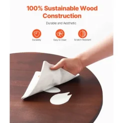 Rundt Drejebord - DUOKU - 610 mm - Akacietræ - 360° Rotationsservice - Midterbord