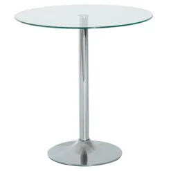 Rundt glas spisebord, 70 cm, metal understel
