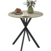 Rundt køkkenbord, 80 cm, kompakt bordplade, spånplade, metal, hvid eg+sort