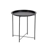 Rundt metal sidebord, indendørs eller udendørs brug, sammenklappeligt terrassebord med aftagelig bakke, let, men robust konstruktion, slidstærk