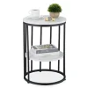 Rundt sidebord i marmorlook med 2 niveauer