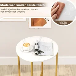 Rundt sidebord med aftagelig filtkurv og metalstel
