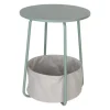 Rundt sidebord med stofkurv