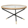 Rundt sofabord, sort metal og rotting, 80 cm