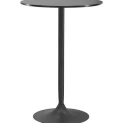 Rundt sort barbord, MDF og stål, Ø70 x 102 cm