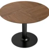 Rundt spisebord, 110 cm, MDF og stål, plads til 6