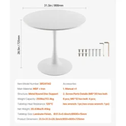 Rundt Spisebord - DUOKU - 80 x 80 cm - MDF Træ - 4 Pladser - Moderne Design