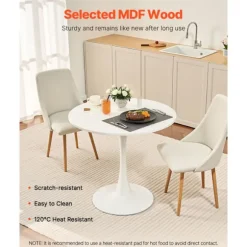 Rundt Spisebord - DUOKU - 80 x 80 cm - MDF Træ - 4 Pladser - Moderne Design