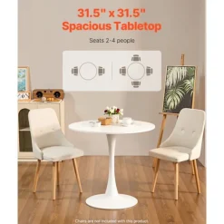 Rundt Spisebord - DUOKU - 80 x 80 cm - MDF Træ - 4 Pladser - Moderne Design
