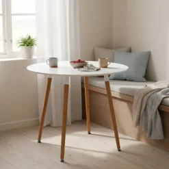 Rundt spisebord, bambusben, plads til 4