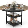 Rundt spisebord med opbevaring, 120 cm, metalstel