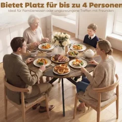 Rundt spisebord, trælook, plads til 4, justerbare fødder