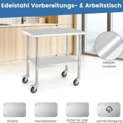 Rustfrit stål bord arbejdsbord køkkenbord rustfrit stål sølv 91,5 x 61 x 88,5 cm
