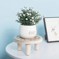 Rustik Mini Træskammel - Dekorativ Blomsterpotteholder til Indendørs/Udendørs Brug
