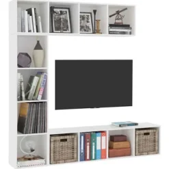 Sammenhængende bibliotek - Eksklusivt hus - Mat hvid - 12 rum - 180x30x180 cm Matt vit