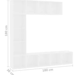 Sammenhængende bibliotek - Eksklusivt hus - Mat hvid - 12 rum - 180x30x180 cm Matt vit