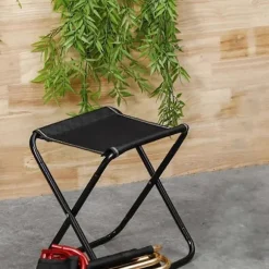 Sammenklappelig Camping Skammel - Foldbar Campingstol Med Bæretaske - Campingstol Med Stor Belastningskapacitet Til Udendørs Gåture Vandreture Fiskeri Black Medium | Fyndiq