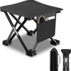 Sammenklappelig campingtaburet, 33 cm bærbar picnictaburet til camping, fiskeri, vandreture, rejser, havearbejde og strand, campingstol med bæretaske (sort) | Fyndiq