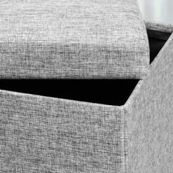 Sammenklappelig grå opbevaringsbænk, 115 cm, MDF, PU-betræk