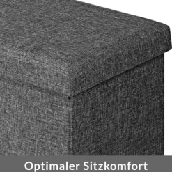 Sammenklappelig mørkegrå opbevaringsbænk, 115 cm MDF, PU-betræk