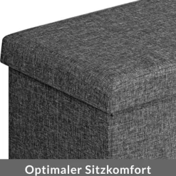 Sammenklappelig mørkegrå opbevaringsbænk, 115 cm MDF, PU-betræk