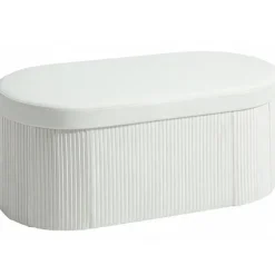 Sammenklappelig opbevaringsbænk med fløjlslook, cremefarvet, 76x38x35 cm