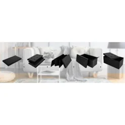 Sammenklappelig opbevaringsbænk, sort, 115x38x38cm, MDF