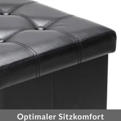 Sammenklappelig opbevaringsbænk, sort, 115x38x38cm, MDF