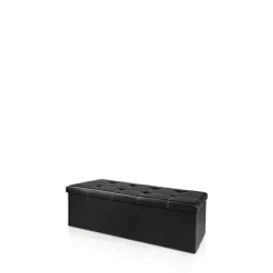 Sammenklappelig opbevaringsbænk, sort, 115x38x38cm, MDF