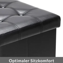 Sammenklappelig sort fodskammel opbevaringsboks, 38x38x38cm, 40L kapacitet