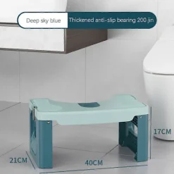 Sammenklappelig toiletstol til badeværelse, skridsikker skammel til børn, voksne, ældre, gravide kvinder, let at rengøre, kompakt opbevaring blå Blue | Fyndiq
