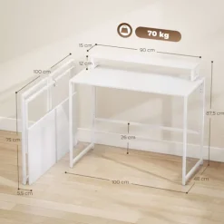 Sammenklappeligt computerbord med skærmstativ, 100 x 48 cm