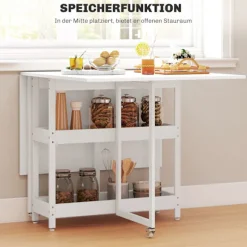 Sammenklappeligt spisebord, industrielt design, plads til 4, hvid