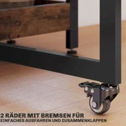 Sammenklappeligt spisebord i industrielt design, til op til 4 personer, åbne hylder, fleksibelt, metal, spånplade, brun
