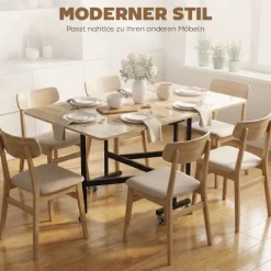Sammenklappeligt spisebord til 6 personer, egetræsfinish, pladsbesparende design