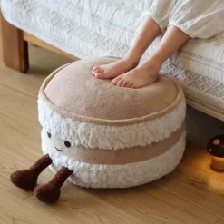Sød brødkammel stue tatami futon aftagelig fodskammel skoskab forældre-barn homestay dekorativ skammel{EE} About 45cm in diameter