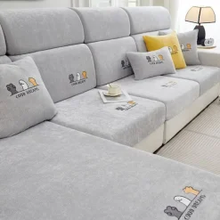 Sødt hvidt og gråt sofabetræk; Ekstra stor XL-størrelse (bredde x 85 cm x længde 165 cm x 200 cm); Fuld dækkende universal sofabetræk, massivt træfiner XL | Fyndiq