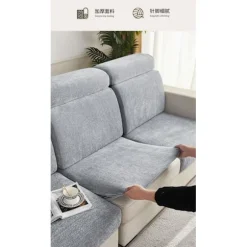 Sødt hvidt og gråt sofabetræk; Ekstra stor XL-størrelse (bredde x 85 cm x længde 165 cm x 200 cm); Fuld dækkende universal sofabetræk, massivt træfiner XL | Fyndiq